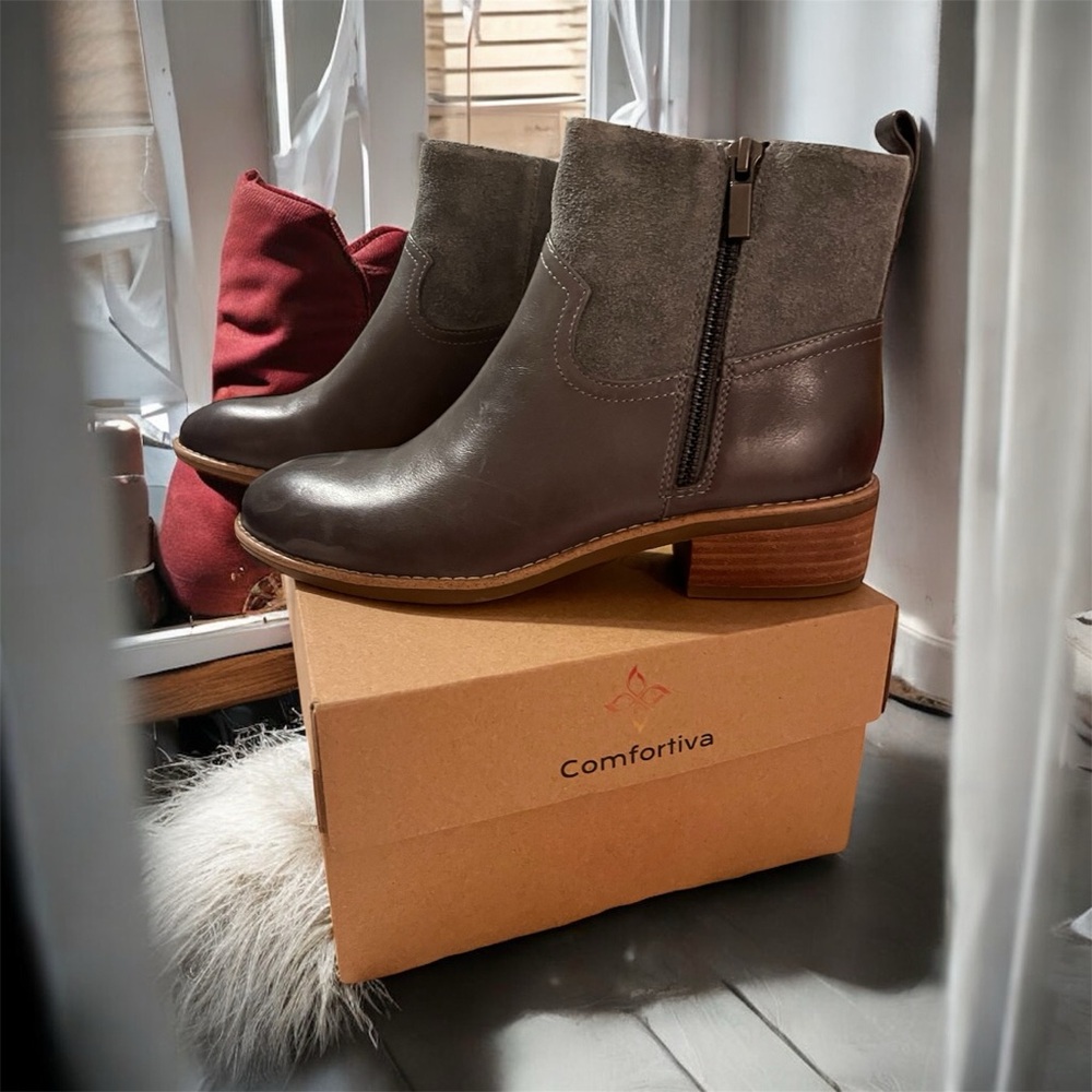 Comfortiva Dark Brown Ankle Booties